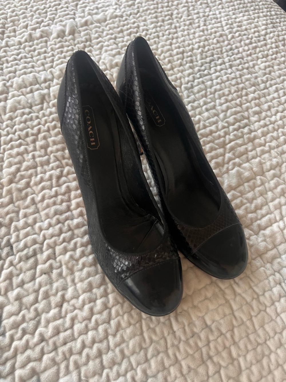 Coach Cassady Black Patent and Python Heel